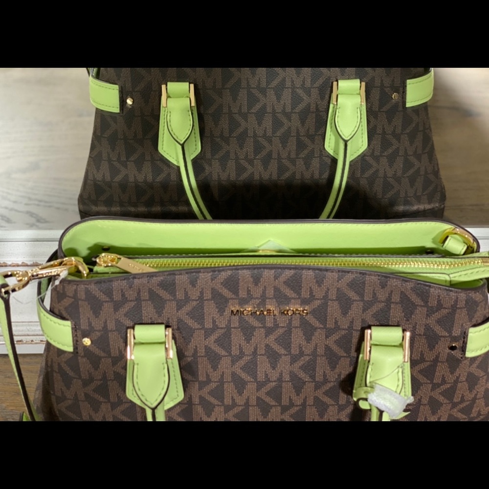 Michael Kors Light Green/Brown Satchel - Picture 2 of 10